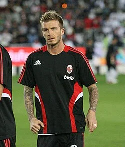 David Beckham in the AC Milan kit during his loan spell