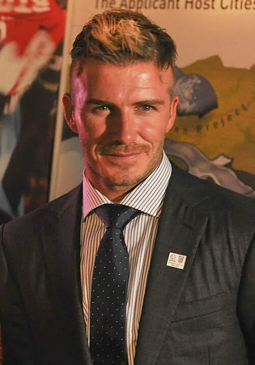 David Beckham in a suit at a football ambassadorial event