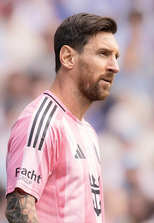 Lionel Messi in the pink Inter Miami jersey — the second richest football player in the world in 2026
