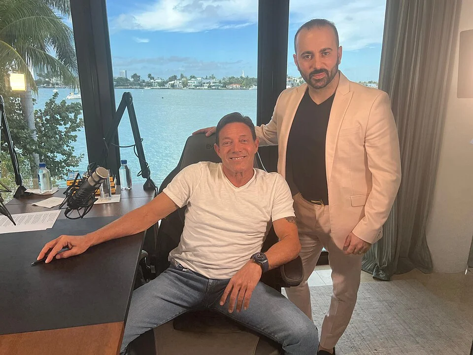 Jordan Belfort podcast interview studio Miami waterfront