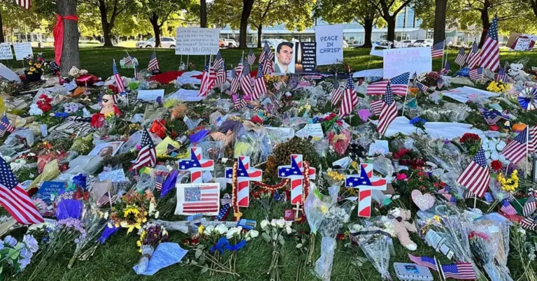 Impromptu memorial at Utah Valley University following the killing of Charlie Kirk