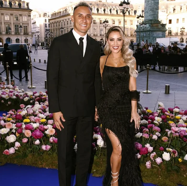 Keylor Navas with his wife Andrea Salas at a formal event in Paris