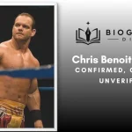 Framed photo of Chris Benoit in the ring beside the title "Chris Benoit Net Worth: Confirmed, Contested, Unverifiable" — Biography Diary featured graphic