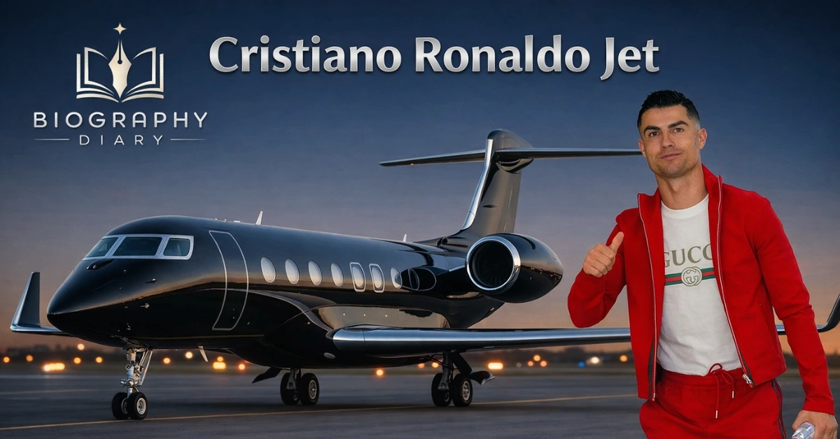 Cristiano Ronaldo standing next to his custom black Gulfstream G650 private jet on the tarmac