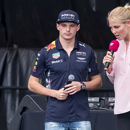 Max Verstappen at Red Bull fan event in team polo, circa 2017