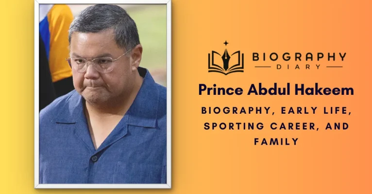 Prince Abdul Hakeem of Brunei, eldest son of Prince Jefri Bolkiah, wearing glasses and a blue shirt at a public event — Biography Diary featured image for his biography, sporting career and family
