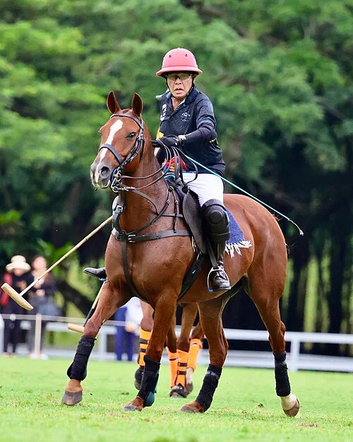 Prince Jefri Bolkiah, father of Faiq Bolkiah, playing polo in Brunei