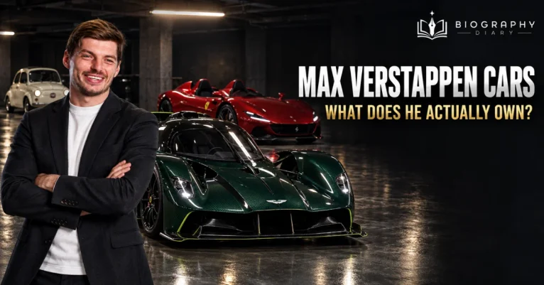 Max Verstappen with his famous cars — Aston Martin Valkyrie, Ferrari Monza SP2 and Fiat Topolino — Max Verstappen Cars: What Does He Actually Own?