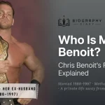Chris Benoit, labeled as Martina Benoit's ex-husband (married 1988–1997), beside the title "Who Is Martina Benoit?" — Biography Diary featured graphic