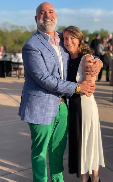 Matt Farah with his wife Hanna at an outdoor event