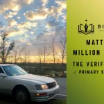 Matt Farah Million Mile Lexus verified timeline graphic: silver 1996 LS400 parked roadside at sunset