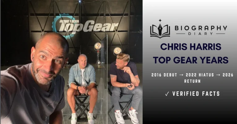 Chris Harris with Paddy McGuinness and Freddie Flintoff in Top Gear studio 2019-2022