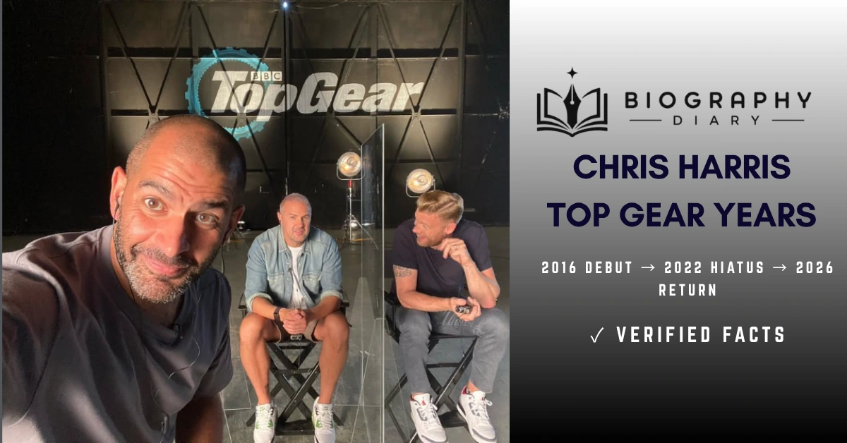 Chris Harris with Paddy McGuinness and Freddie Flintoff in Top Gear studio 2019-2022